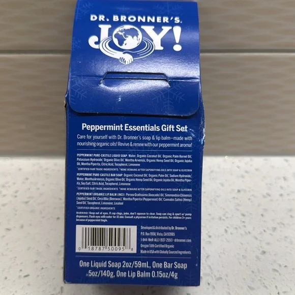 🎈Dr. Bronner’s Joy! Peppermint Essentials Gift Set, Organic, New, Sealed - Picture 3 of 4